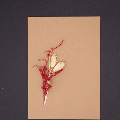 Karte mit Trockenblumen - Grußkarte Klappkarte Trockenblumenkarte Trockenblumenstrauß Postkarte Hochzeit Wedding Geburtstagskarte - 3 - Kraft