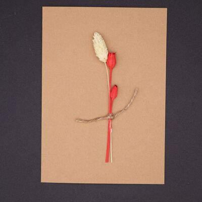 Karte mit Trockenblumen - Grußkarte Klappkarte Trockenblumenkarte Trockenblumenstrauß Postkarte Hochzeit Wedding Geburtstagskarte - 4 - Weiß