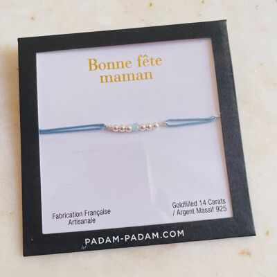 Bracelet Bonne Fête maman - argent - aigue-marine