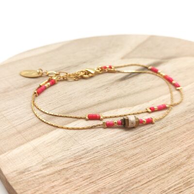 Pulsera doble vuelta coral