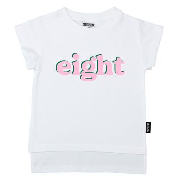 huit - T-shirt rétro - Rose - Blanc - 5-6 ans
