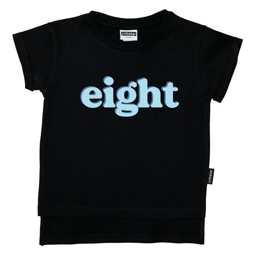 eight - Retro T-shirt - Blue - Black - 3-4 years