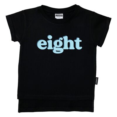 acht - Retro T-Shirt - Blau - Schwarz - 3-4 Jahre