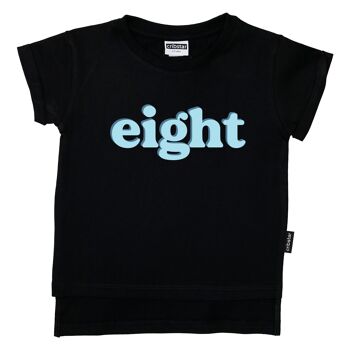 huit - T-shirt rétro - Bleu - Noir - 3-4 ans