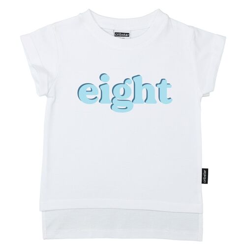 eight - Retro T-shirt - Blue - White - 3-6 months