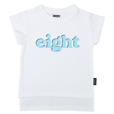 eight - Retro T-shirt - Blue - White - 6-12 months