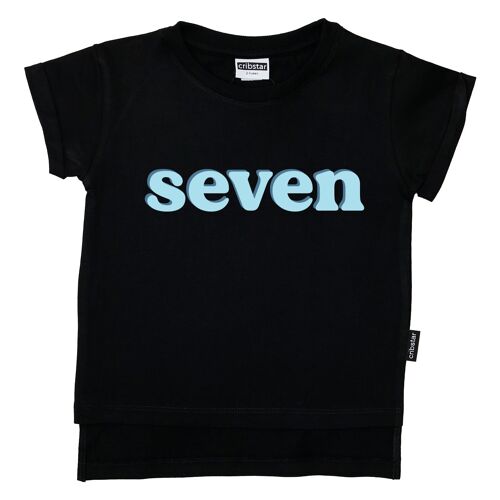 seven - Retro T-shirt - Blue - Black - 3-6 months