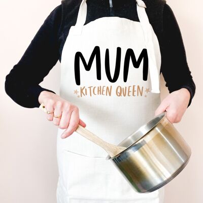 Mum Kitchen - Tablier ajustable pour grand lit avec poche | Reine de la cuisine cadeau | Cuisine de maman | Fin gourmet