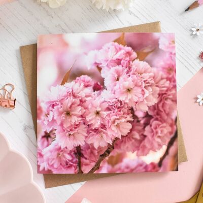 Tarjeta floral de flor de cerezo