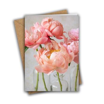 Lot de 8 cartes pivoines corail floral 4