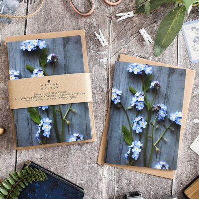 Confezione da 8 carte floreali Forget-Me-Nots