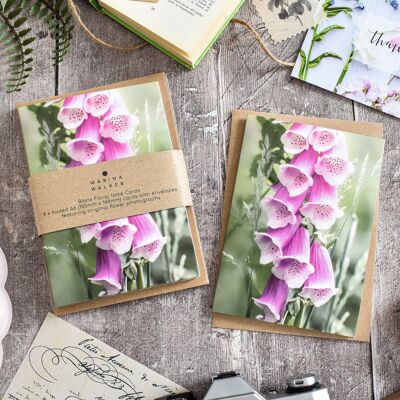 Pack de 8 tarjetas Floral Foxglove