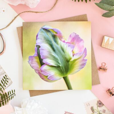 Floral Green and Pink Tulip Card