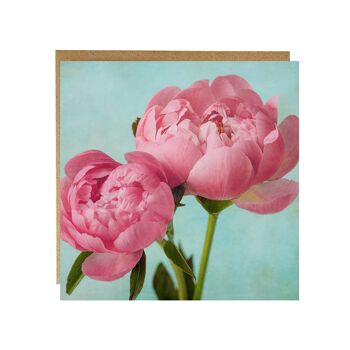 Carte florale de pivoines roses et bleues 3