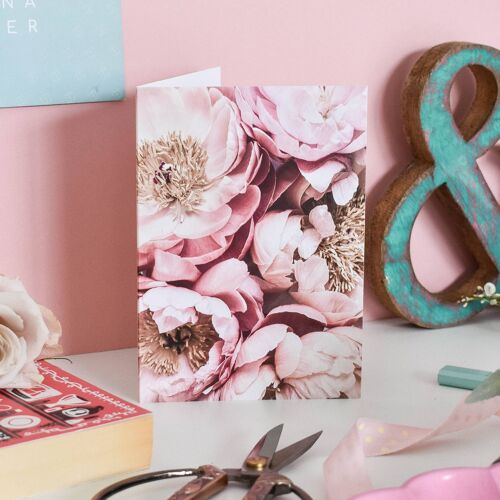 Floral Blush Pink Peonies Card