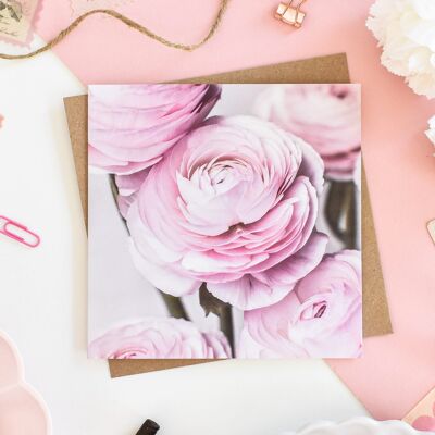 Carte florale de renoncule rose
