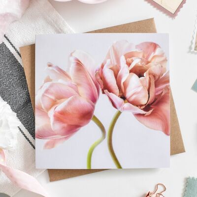 Tarjeta Floral Tulipanes Rosa