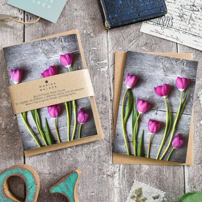 Confezione da 8 carte con tulipani floreali