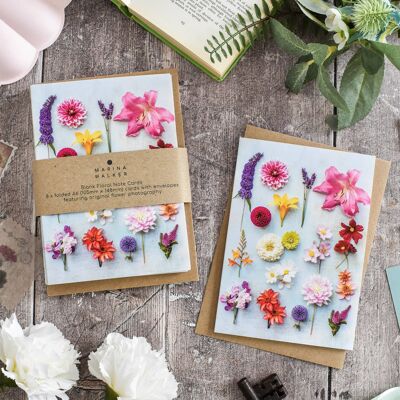 Paquete de 8 tarjetas de flores de verano