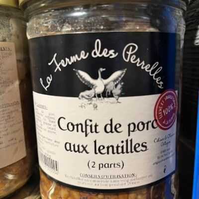 Confit of pork with lentils