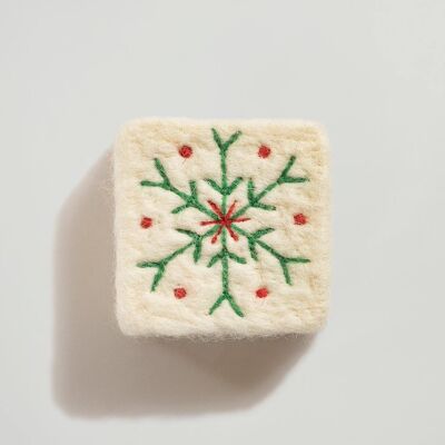 Felt soap - green snowflake
