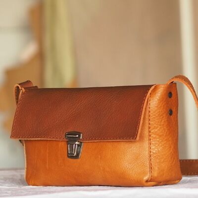 Small Brown Leather Shoulder Bag, RETRO