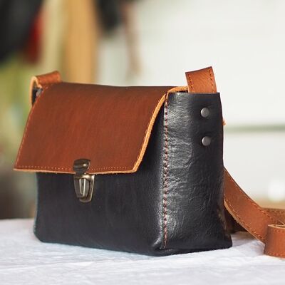 Small Black Leather Shoulder Bag RETRO