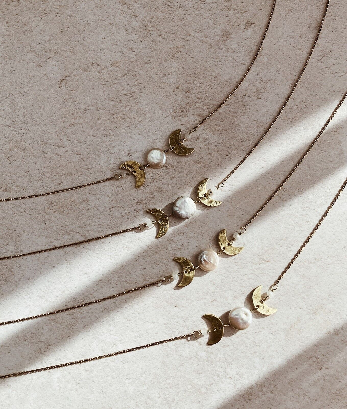 Buy wholesale Moon Beam necklace, moon phases necklace, brass +