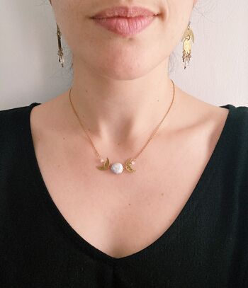 Collier Moon Beam, collier phases de lune, laiton + pièce perle 2