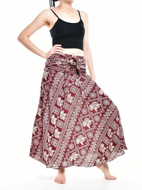 Bohotusk Red Elephant Print Long Skirt With Coconut Buckle (& Strapless Dress) , S/M Only