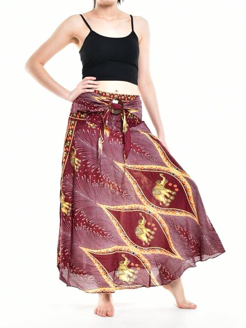 Bohotusk Red Elephant Diamond Long Skirt With Coconut Buckle (& Strapless Dress) , S/M Only