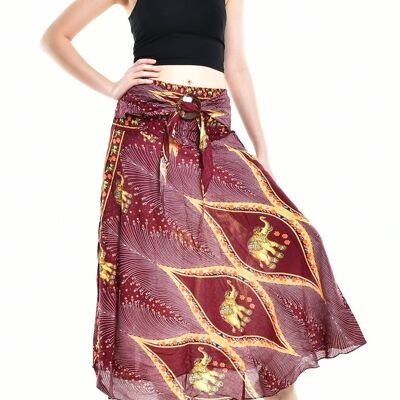 Falda larga Bohotusk Red Elephant Diamond con hebilla de coco (y vestido sin tirantes), solo S/M