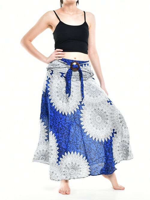 Bohotusk Blue Snowflake Long Skirt With Coconut Buckle (& Strapless Dress) , S/M Only