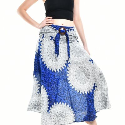 Bohotusk Blue Snowflake Long Skirt With Coconut Buckle (& Strapless Dress) , S/M Only