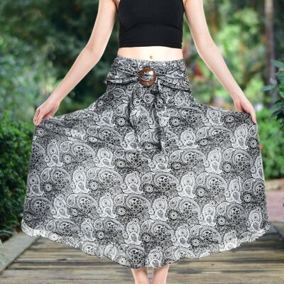 Bohotusk Black Orbit Long Skirt With Coconut Buckle (& Strapless Dress) , Small / Medium (UK 8 - 12)
