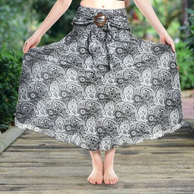Falda larga Bohotusk Black Orbit con hebilla de coco (y vestido sin tirantes), pequeña/mediana (UK 8 - 12)