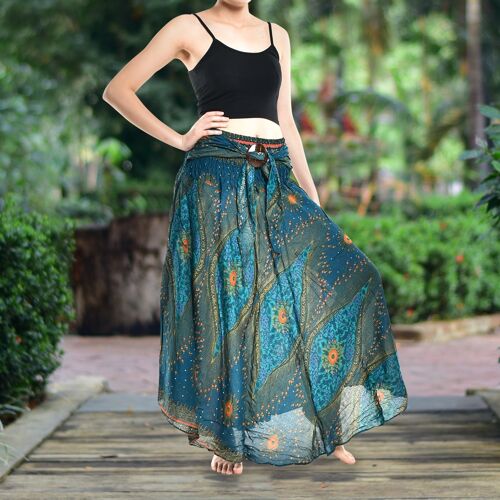 Bohotusk Teal Green Moonshine Long Skirt With Coconut Buckle (& Strapless Dress) , Large / X-Large (UK 14 - 16)