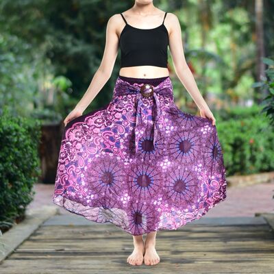 Bohotusk Purple Ink Splash Long Skirt With Coconut Buckle (& Strapless Dress) , Small / Medium (UK 8 - 12)