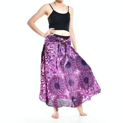 Bohotusk Purple Ink Splash Long Skirt With Coconut Buckle (& Strapless Dress) , Large / X-Large (UK 14 - 16)