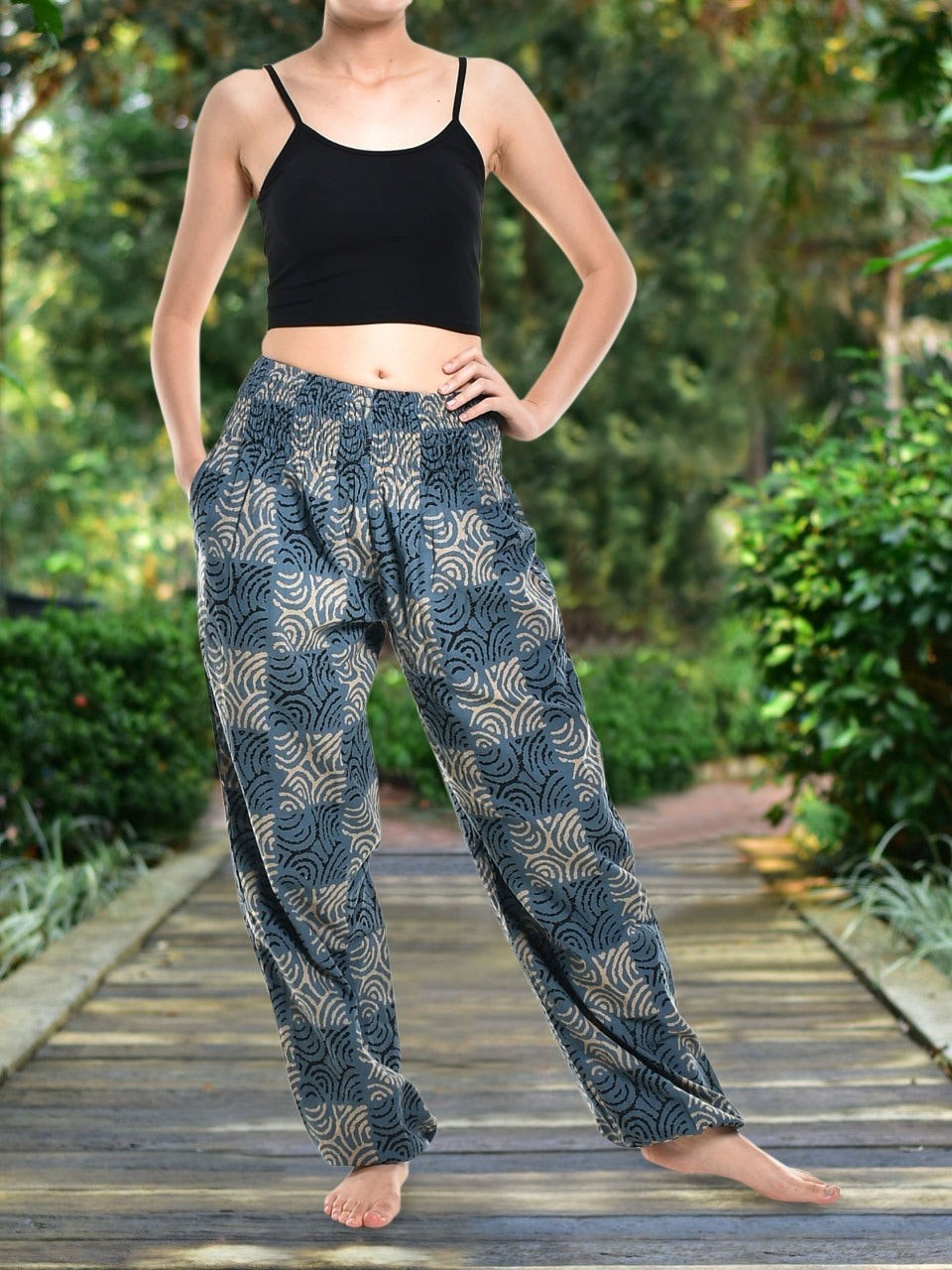 Red Swirl Pattern Thai Harem Pants