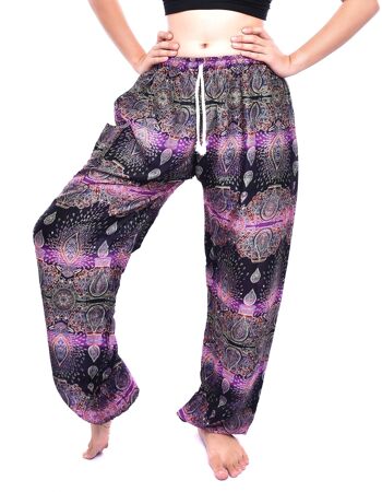 Bohotusk Purple Teardrop Print Womens Harem Pants Tie Waist, Small / Medium (Taille 8 - 12) 4