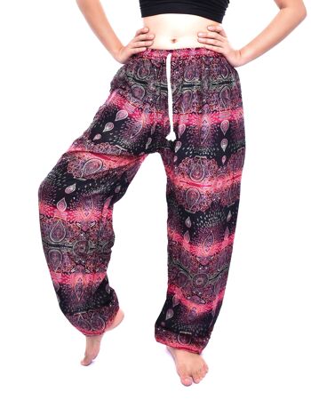 Bohotusk Pink Teardrop Print Womens Harem Pants Tie Waist, Small / Medium (Taille 8 - 12) 5