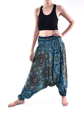 Bohotusk Blue Solar Circle Low Crotch Sarouel Femme Taille smockée élastiquée, Small / Medium (UK Size 8 - 12) 3