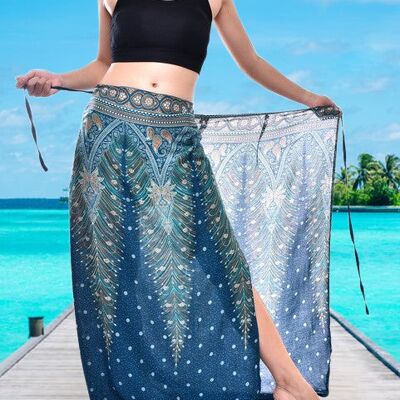 Bohotusk Teal Peacock Sarong Super weich 220 cm x 102 cm, 220 x 102 cm