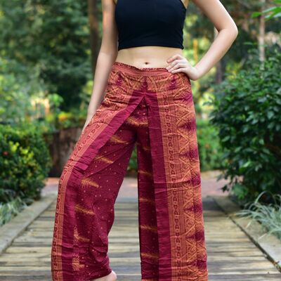 Pantalones Palazzo Bohotusk Burnt Red Fern para mujer, medianos/grandes (UK 12-14)