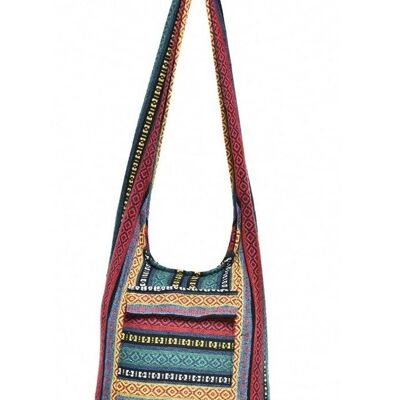 Borsa a tracolla colorata luminosa dell'imbracatura della tela di cotone a strisce di Bohotusk,