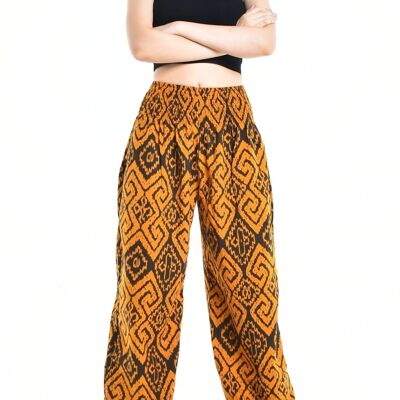 Bohotusk Mujer Otoño Negro Naranja Laberinto Algodón Harem Pantalones, Grande / X-Large (Talla 14 - 18)