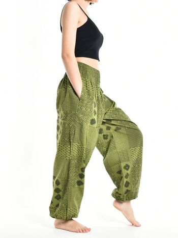Bohotusk Sarouel en coton lunaire vert automne pour femme, Large / X-Large (Taille 14 - 18) 5