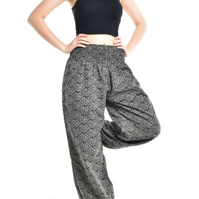 Bohotusk Pantalon sarouel en coton zigzag noir pour femme, petit/moyen (taille 8 à 12)