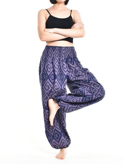 Bohotusk Womens Autumn Purple Blue Maze Cotton Harem Pants , Small / Medium (Size 8 - 12)